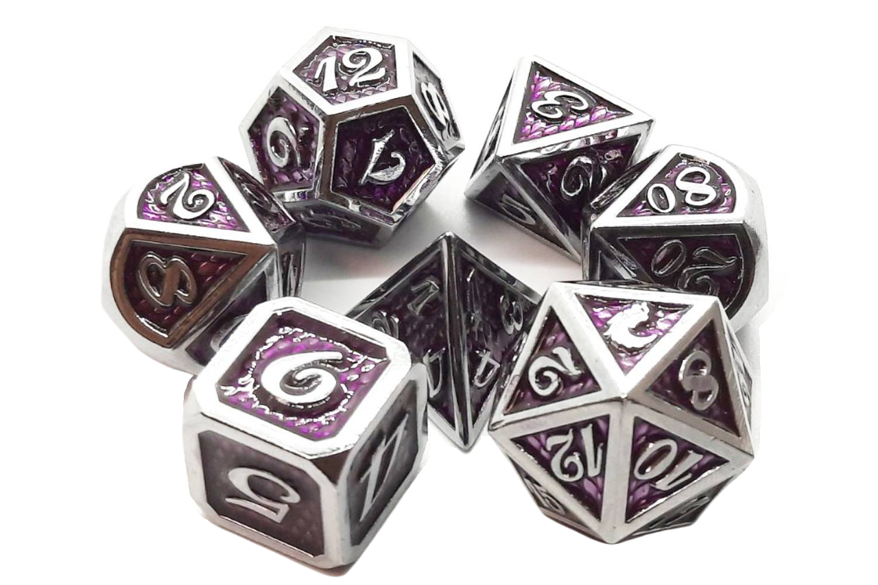 Old School Dice: Dragon Scale Metal Dice: Purple